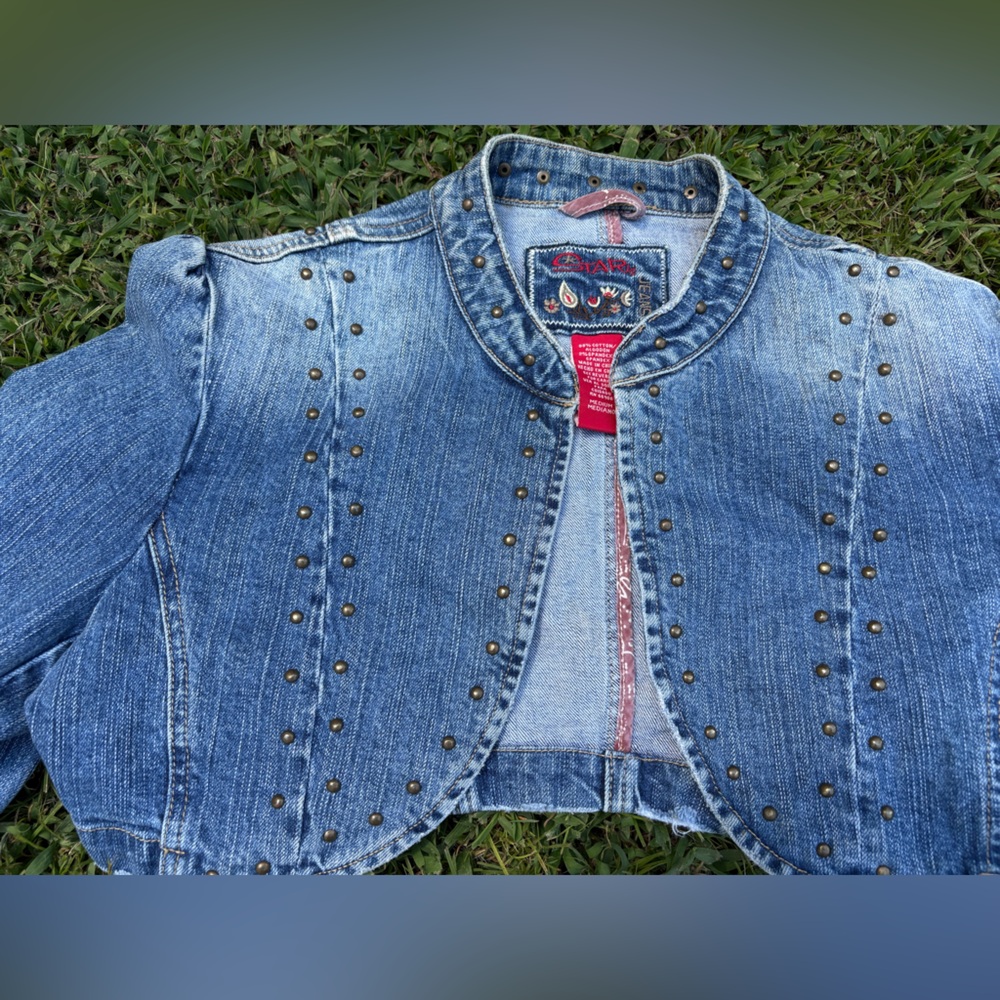 Y2K STAR Jeans Studded Cropped Long Sleeve Jacket